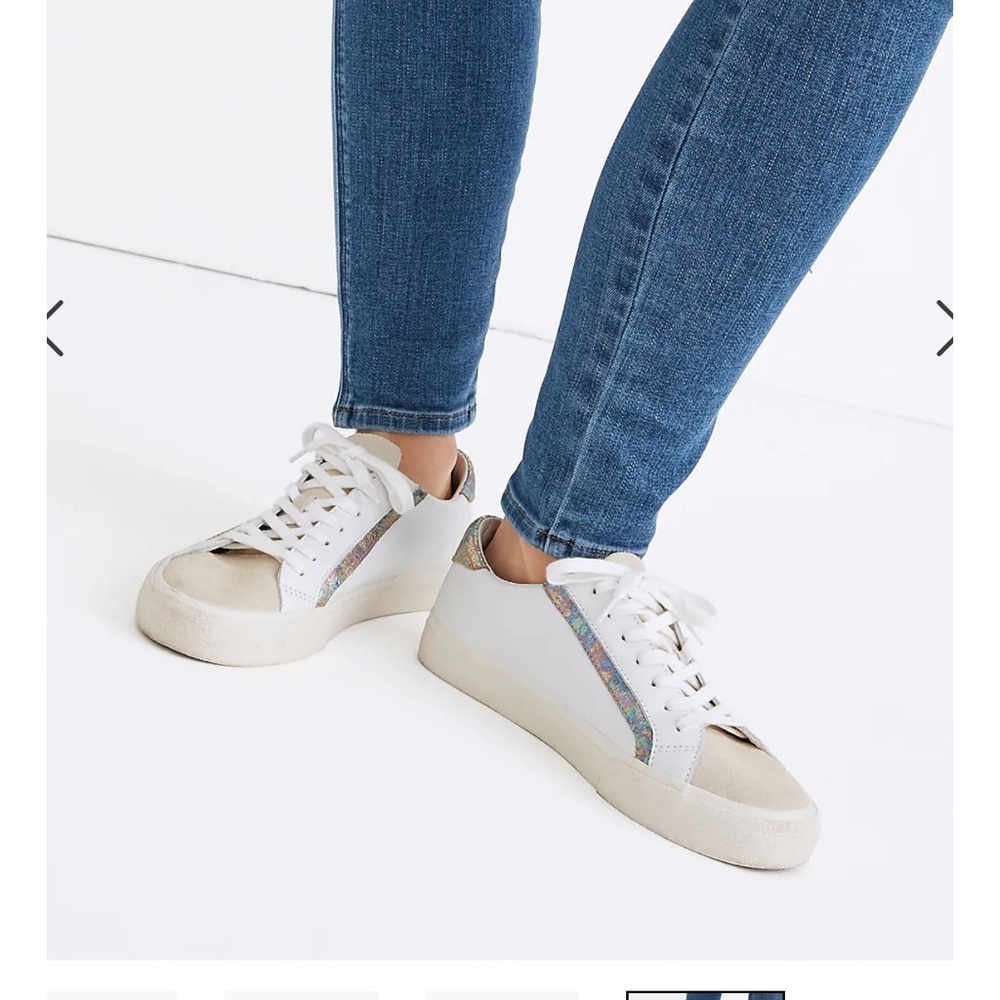 Madewell Sidewalk Low-Top Sneakers Iridescent Leather. Size 7.